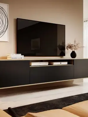 Závěsný TV stolek Logan - dub artisan / černá Nejprodávanější